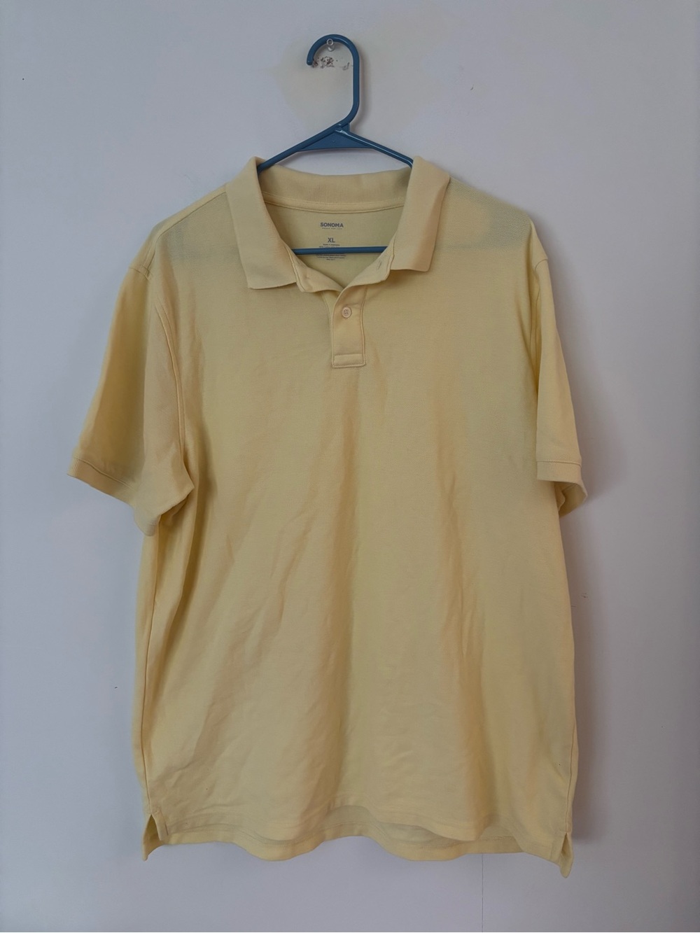 sonoma goods for life men’s butter yellow button polo short sleeve tee shirt 🧈